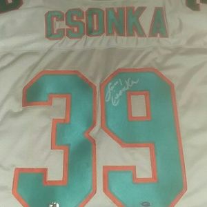 Autographed Larry Csonka Miami Dolphins football j